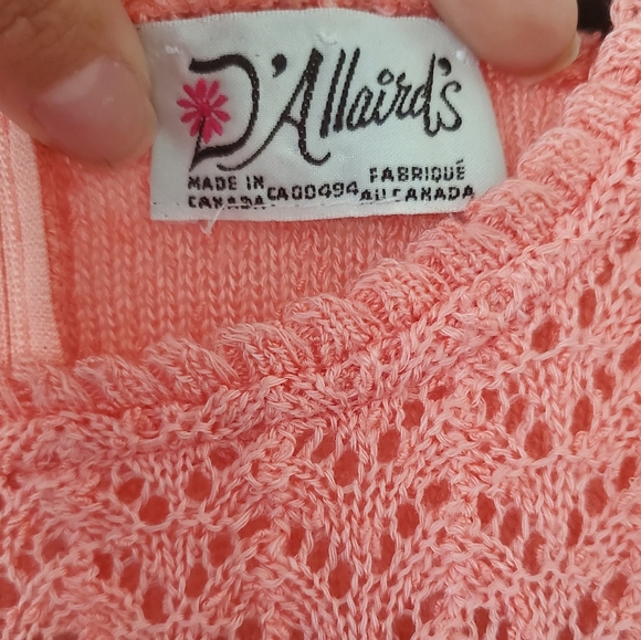 Vintage D'ALLAIRD'S Pointelle Knit Shirt Sz L - Picture 3 of 4